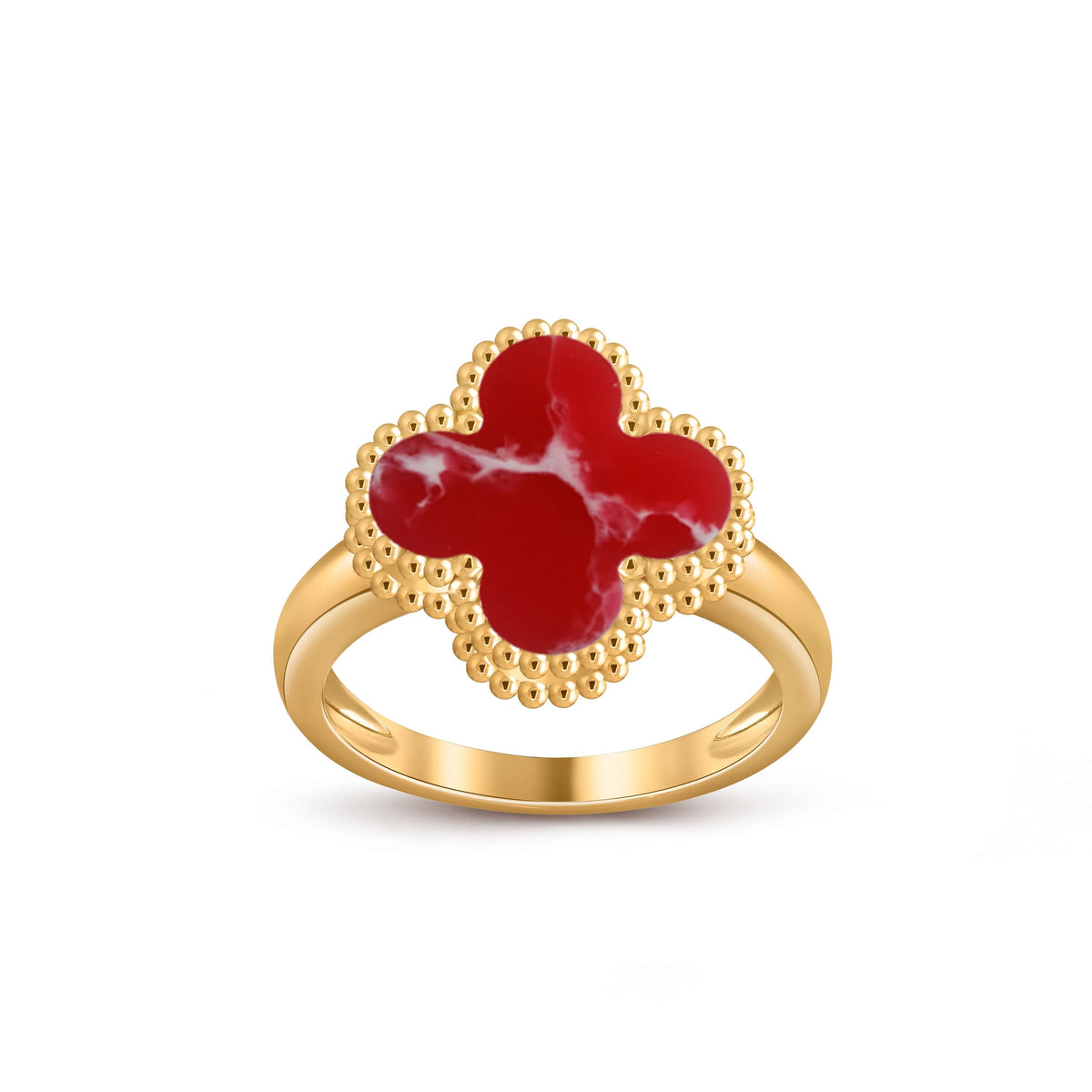 [Elara]LUCKY CLOVER VINTAGE GOLD RING COLLECTION