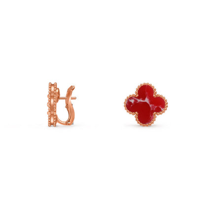 [Elara]15MM CLOVER FLOWER STUD EARRINGS ROSE GOLD COLLECTION
