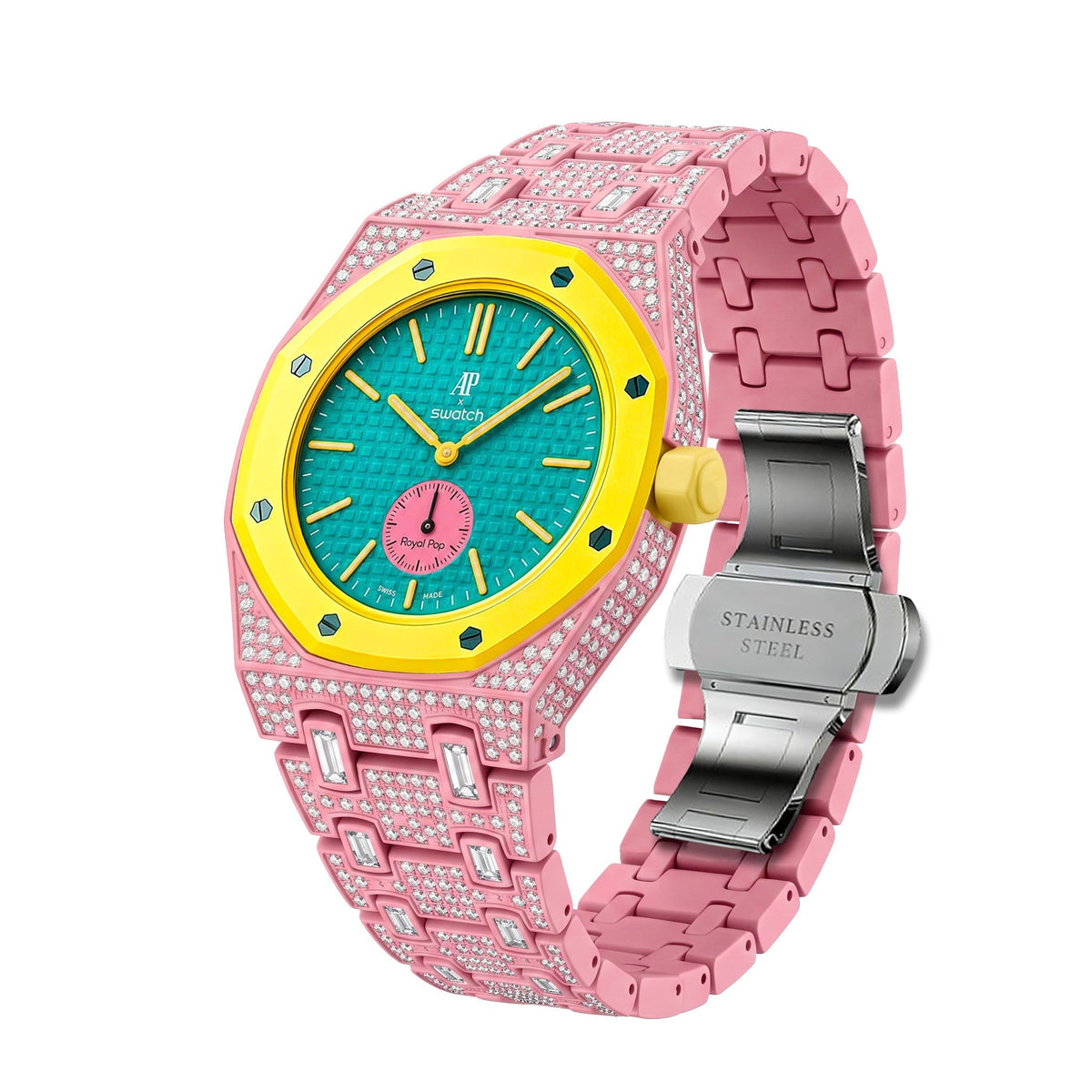 [Elara]Royal Oak Pop Exclusive Bioceramic Case & Bioceramic Strap Full Diamond