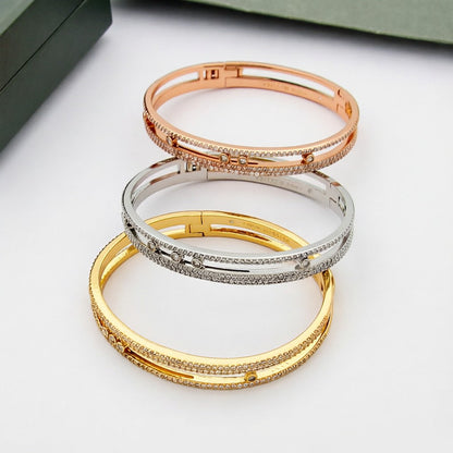 [Elara]MOVE ROMANE PAVÉ DIAMOND BANGLE BRACELET