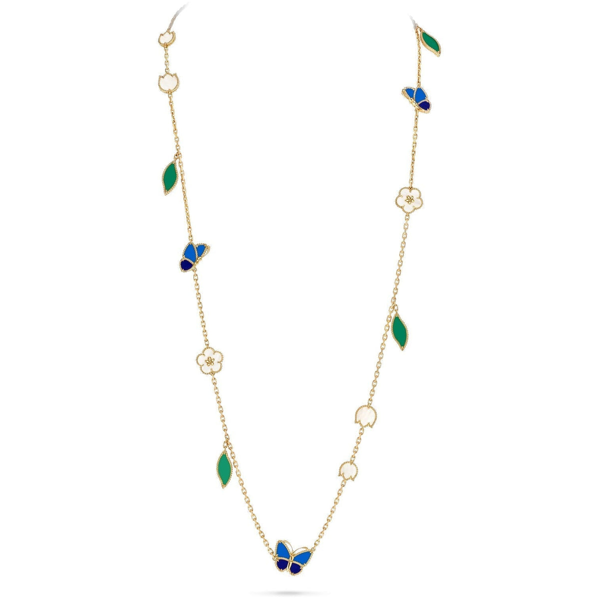 [Elara]LUCKY SPRING BUTTERFLY & FLOWER STATEMENT NECKLACE - 15-MOTIF FLORAL DESIGN