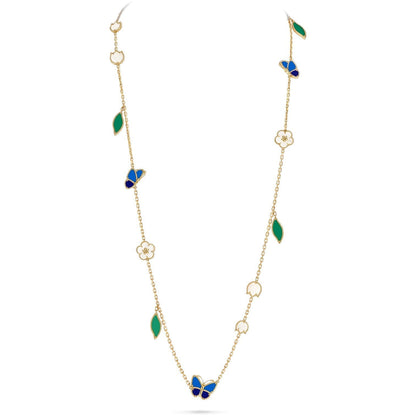 [Elara]LUCKY SPRING BUTTERFLY & FLOWER STATEMENT NECKLACE - 15-MOTIF FLORAL DESIGN