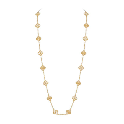 [Elara]CLASSIC 20-MOTIV GLÜCKKLEE-HALSKETTE LANG GOLD KOLLEKTION