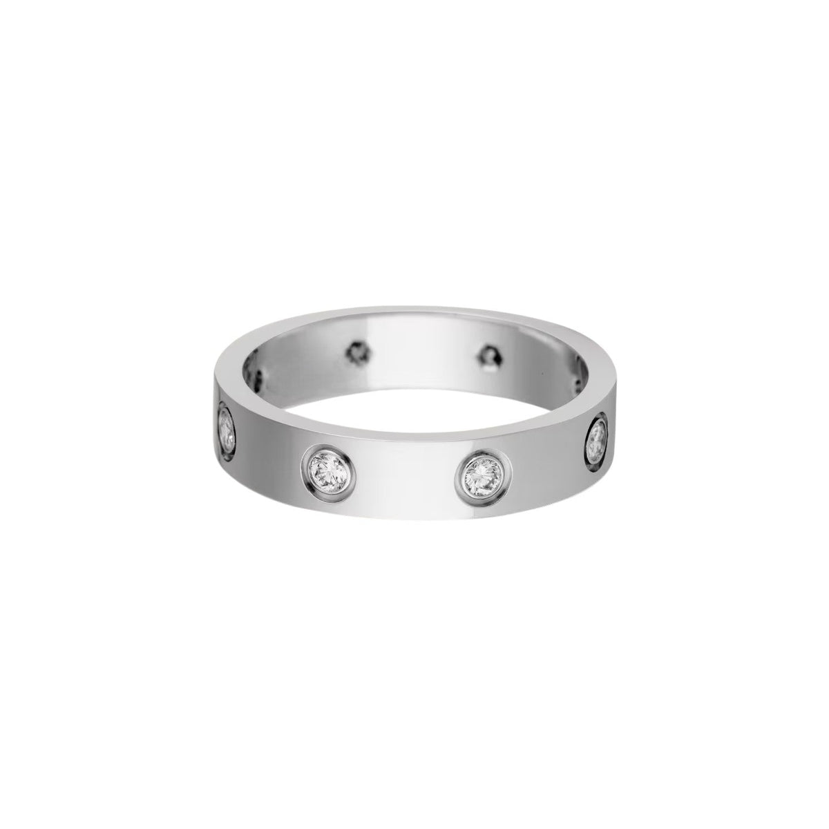 [Elara]LOVE 4MM 8 DIAMONDS RING