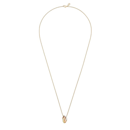 [Elara]TRI-COLOR SQUARE RING NECKLACE