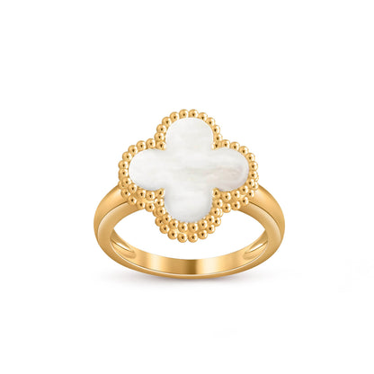 [Elara]LUCKY CLOVER VINTAGE GOLD RING COLLECTION