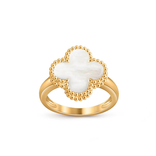 [Elara]LUCKY CLOVER VINTAGE GOLD RING COLLECTION