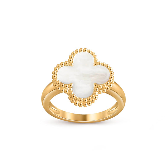 [Elara]LUCKY CLOVER VINTAGE GOLD RING-KOLLEKTION