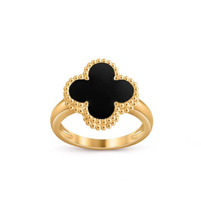 [Elara]LUCKY CLOVER VINTAGE GOLD RING COLLECTION