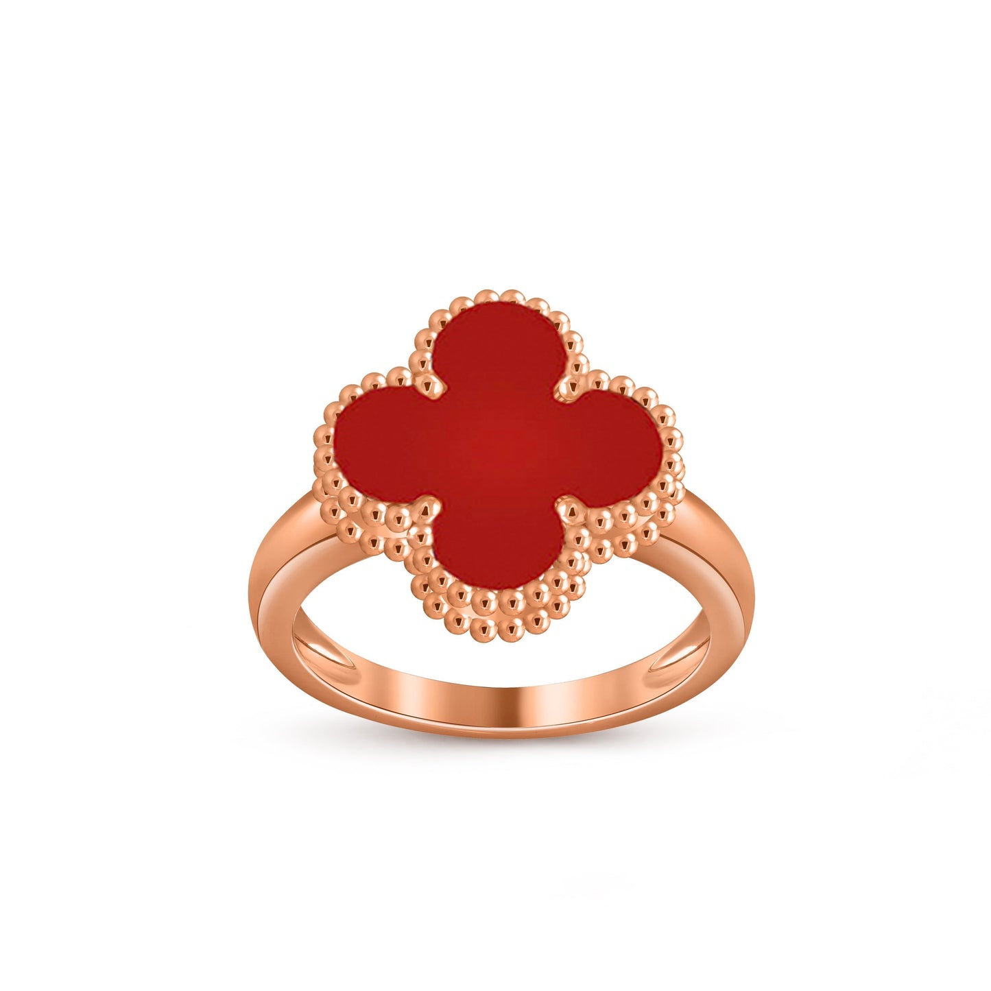 [Elara]LUCKY CLOVER VINTAGE ROSE GOLD RING COLLECTION