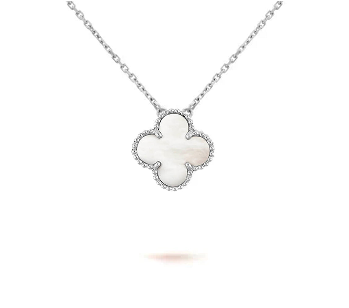 [Elara]15MM KLEEBLÜTEN-ANHÄNGERKETTE WEISSGOLD-KOLLEKTION