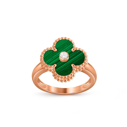 [Elara]LUCKY CLOVER DIAMOND-ACCENT ROSE GOLD RING COLLECTION