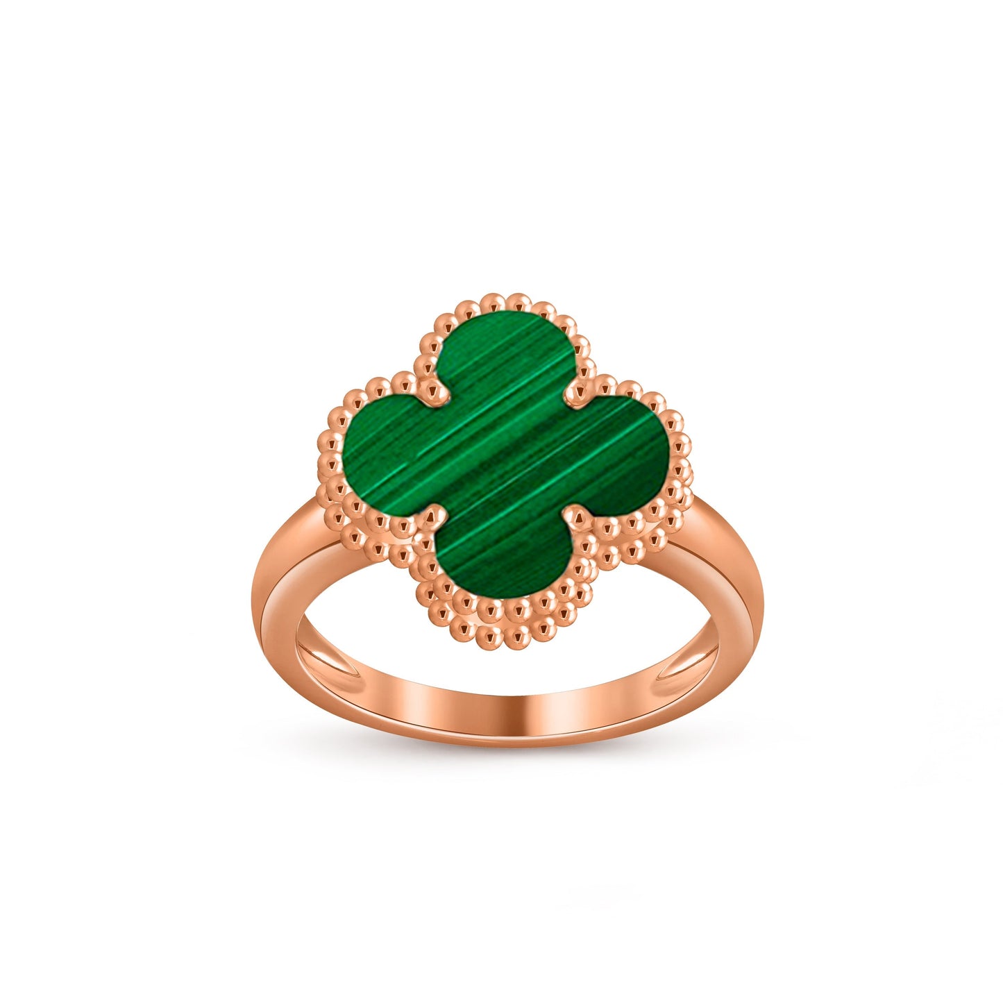 [Elara]LUCKY CLOVER VINTAGE ROSE GOLD RING COLLECTION