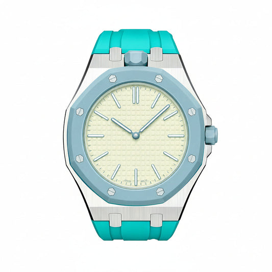 [Elara]OAK POP SKY BLUE STEEL SILICONE STRAP
