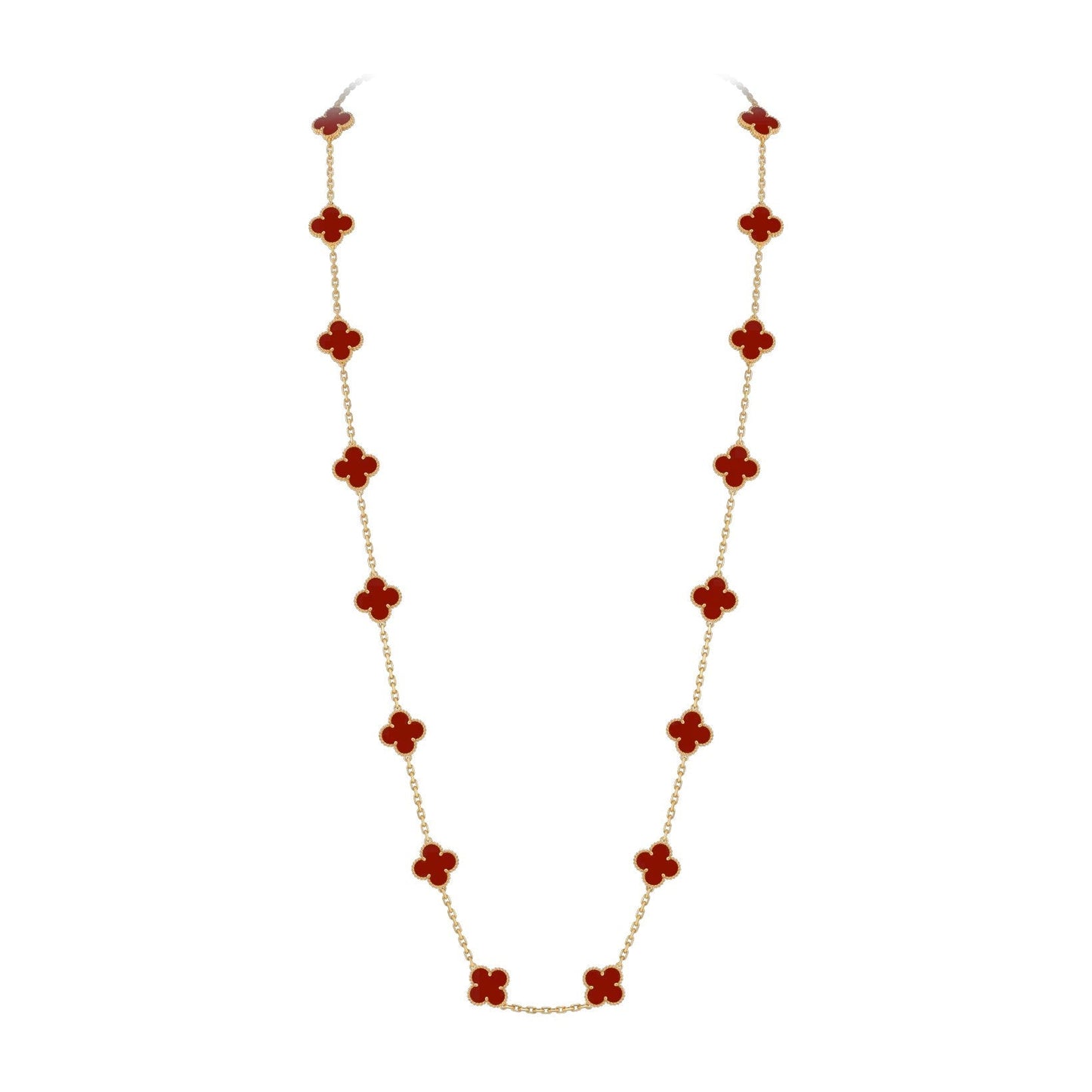 [Elara]CLASSIC 20-MOTIV GLÜCKKLEE-HALSKETTE LANG GOLD KOLLEKTION