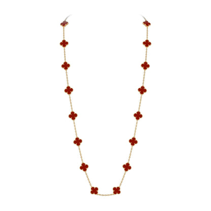 [Elara]CLASSIC 20-MOTIV GLÜCKKLEE-HALSKETTE LANG GOLD KOLLEKTION