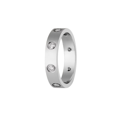 [Elara]LOVE 4MM 8 DIAMONDS RING