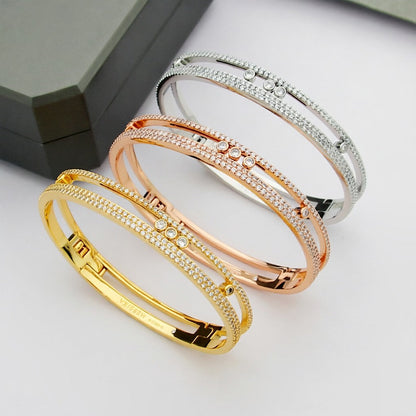 [Elara]MOVE ROMANE PAVÉ DIAMOND BANGLE BRACELET