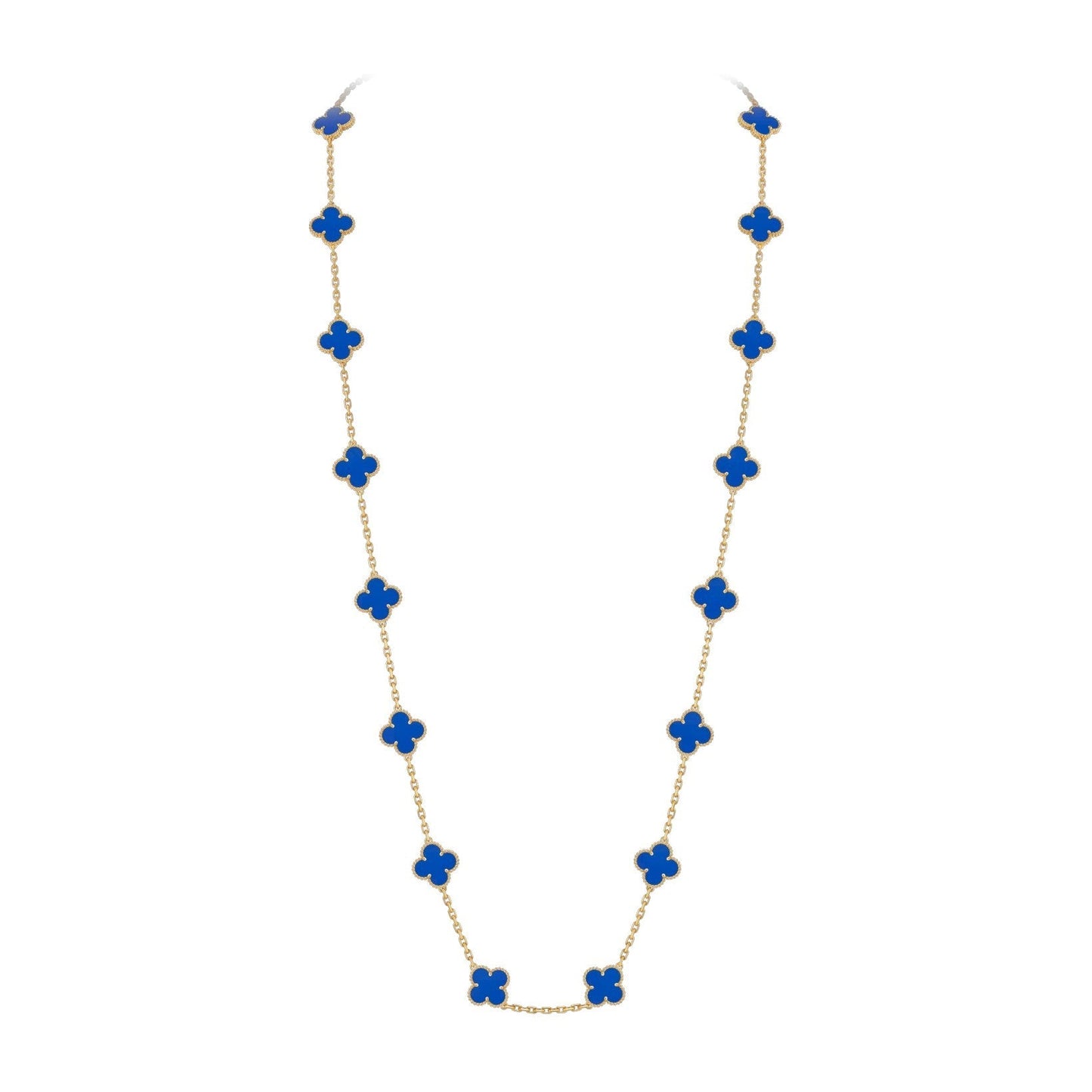 [Elara]CLASSIC 20-MOTIV GLÜCKKLEE-HALSKETTE LANG GOLD KOLLEKTION