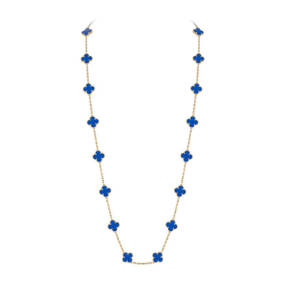 [Elara]CLASSIC 20-MOTIV GLÜCKKLEE-HALSKETTE LANG GOLD KOLLEKTION