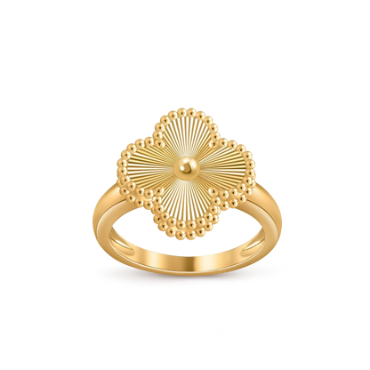 [Elara]LUCKY CLOVER VINTAGE GOLD RING COLLECTION