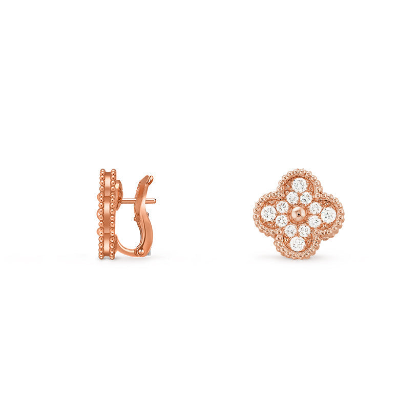 [Elara]15MM CLOVER FLOWER STUD EARRINGS ROSE GOLD COLLECTION