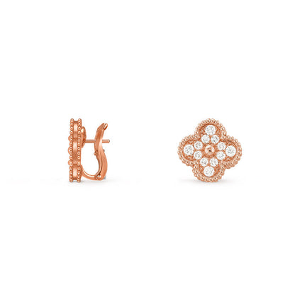 [Elara]15MM CLOVER FLOWER STUD EARRINGS ROSE GOLD COLLECTION