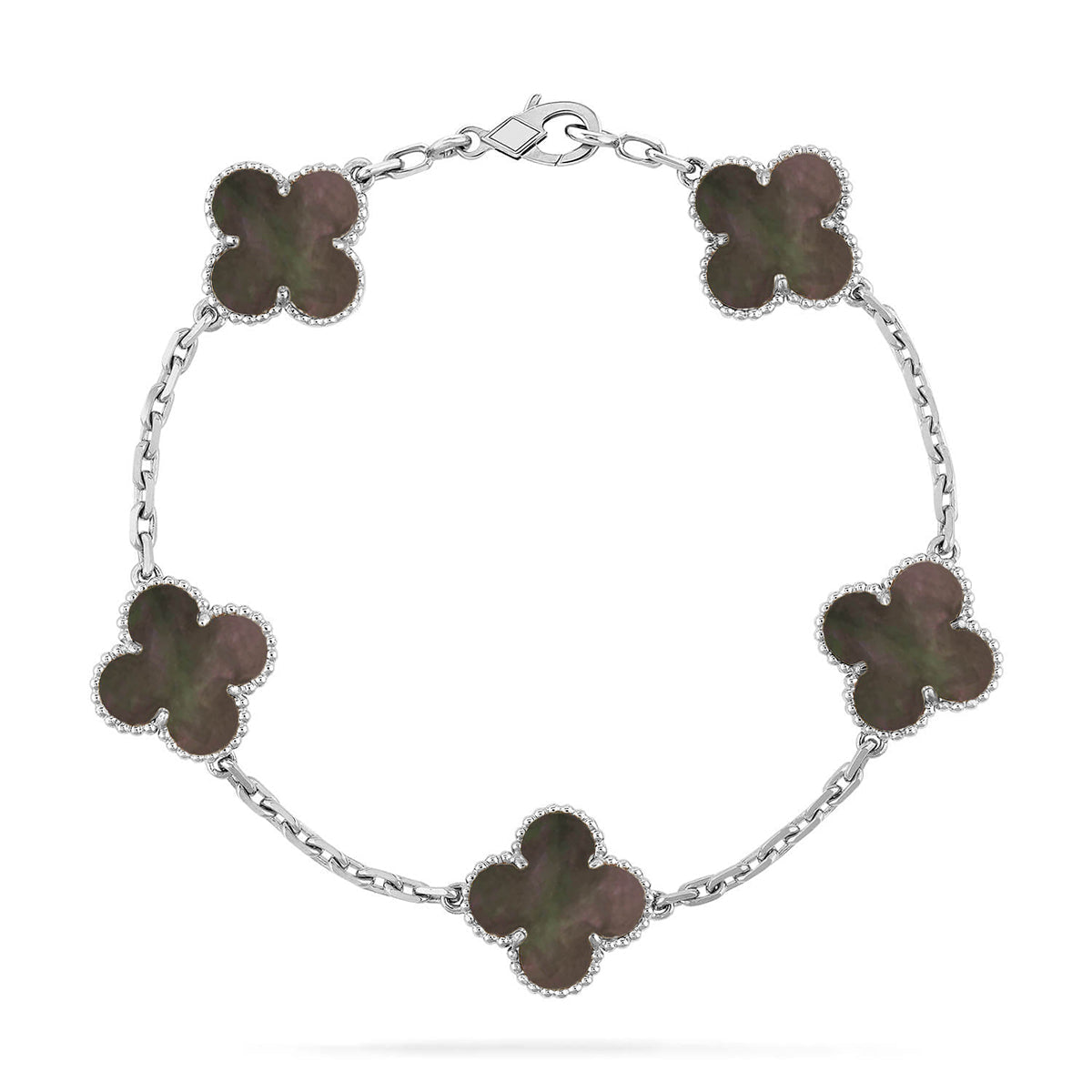 [Elara] LUCKY CLOVER 5-MOTIF BRACELET - KOLLEKTION GRAUES PERLMUTT
