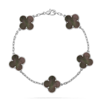 [Elara] LUCKY CLOVER 5-MOTIF BRACELET - KOLLEKTION GRAUES PERLMUTT