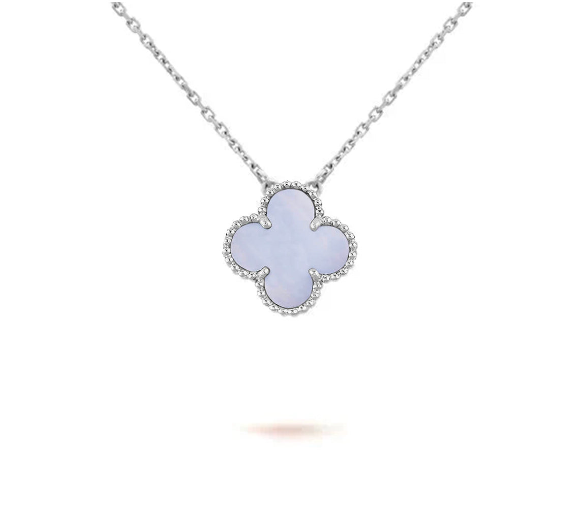 [Elara]15MM KLEEBLÜTEN-ANHÄNGERKETTE WEISSGOLD-KOLLEKTION