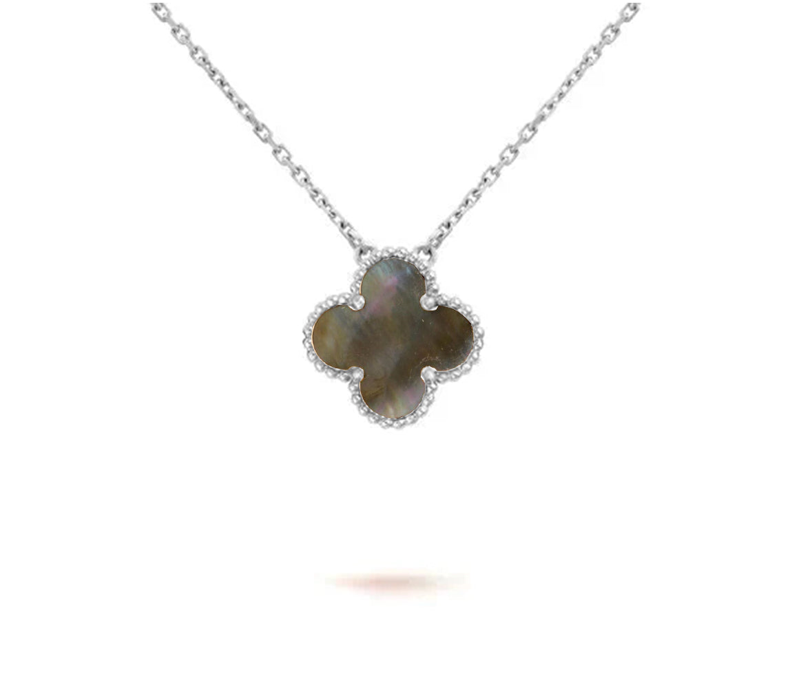 [Elara]15MM KLEEBLÜTEN-ANHÄNGERKETTE WEISSGOLD-KOLLEKTION