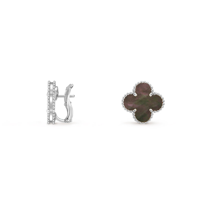 [Elara]15MM CLOVER FLOWER STUD EARRINGS WHITE GOLD COLLECTION