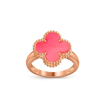[Elara]LUCKY CLOVER VINTAGE ROSE GOLD RING COLLECTION