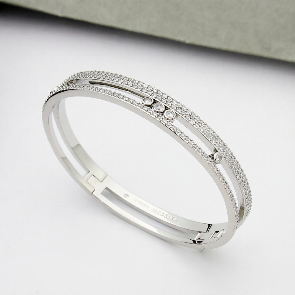 [Elara]MOVE ROMANE PAVÉ DIAMOND BANGLE BRACELET