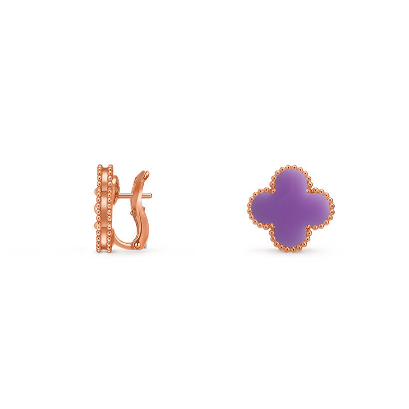 [Elara]15MM CLOVER FLOWER STUD EARRINGS ROSE GOLD COLLECTION