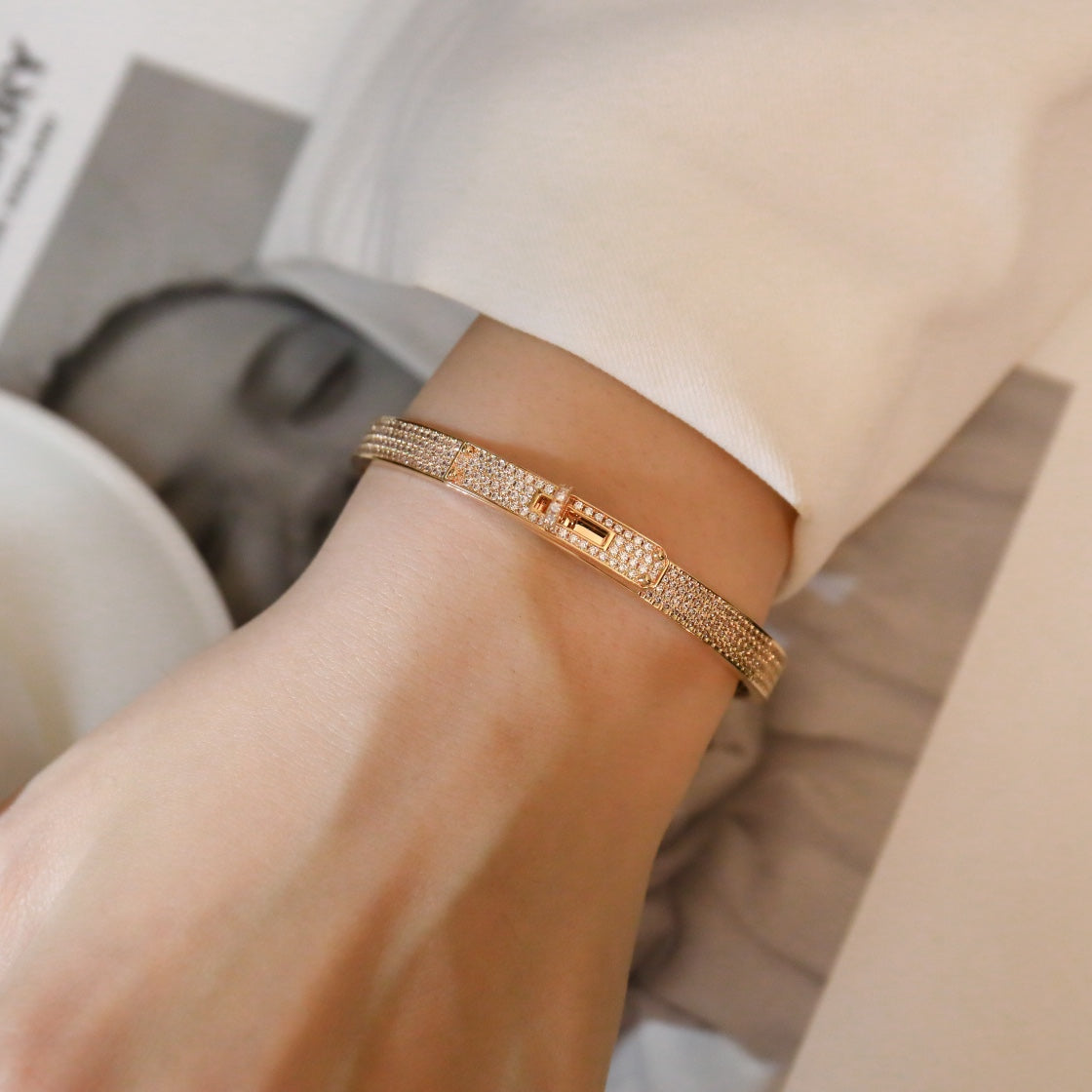 [Elara]KELLY BRACELET DIAMOND PAVED