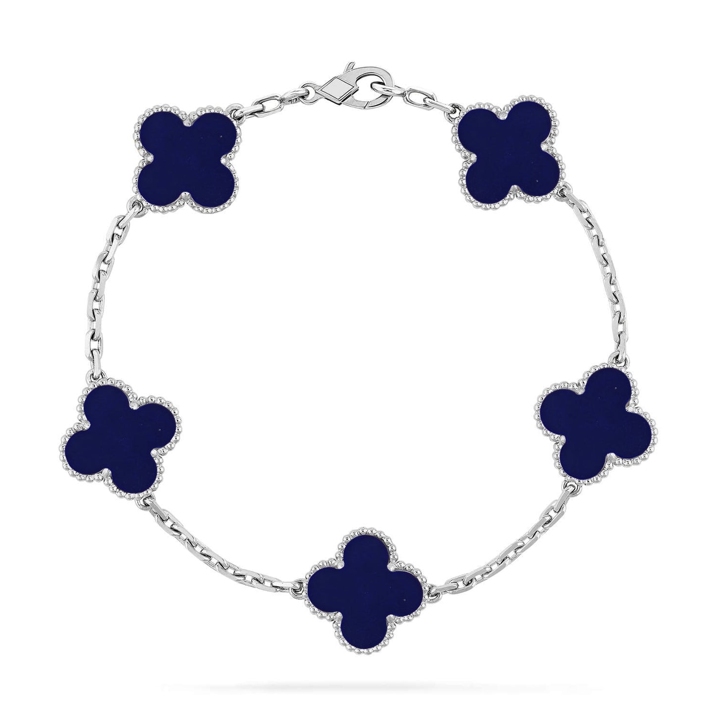 [Elara]LUCKY CLOVER 5-MOTIF BRACELET - LAPIS LAZULI COLLECTION