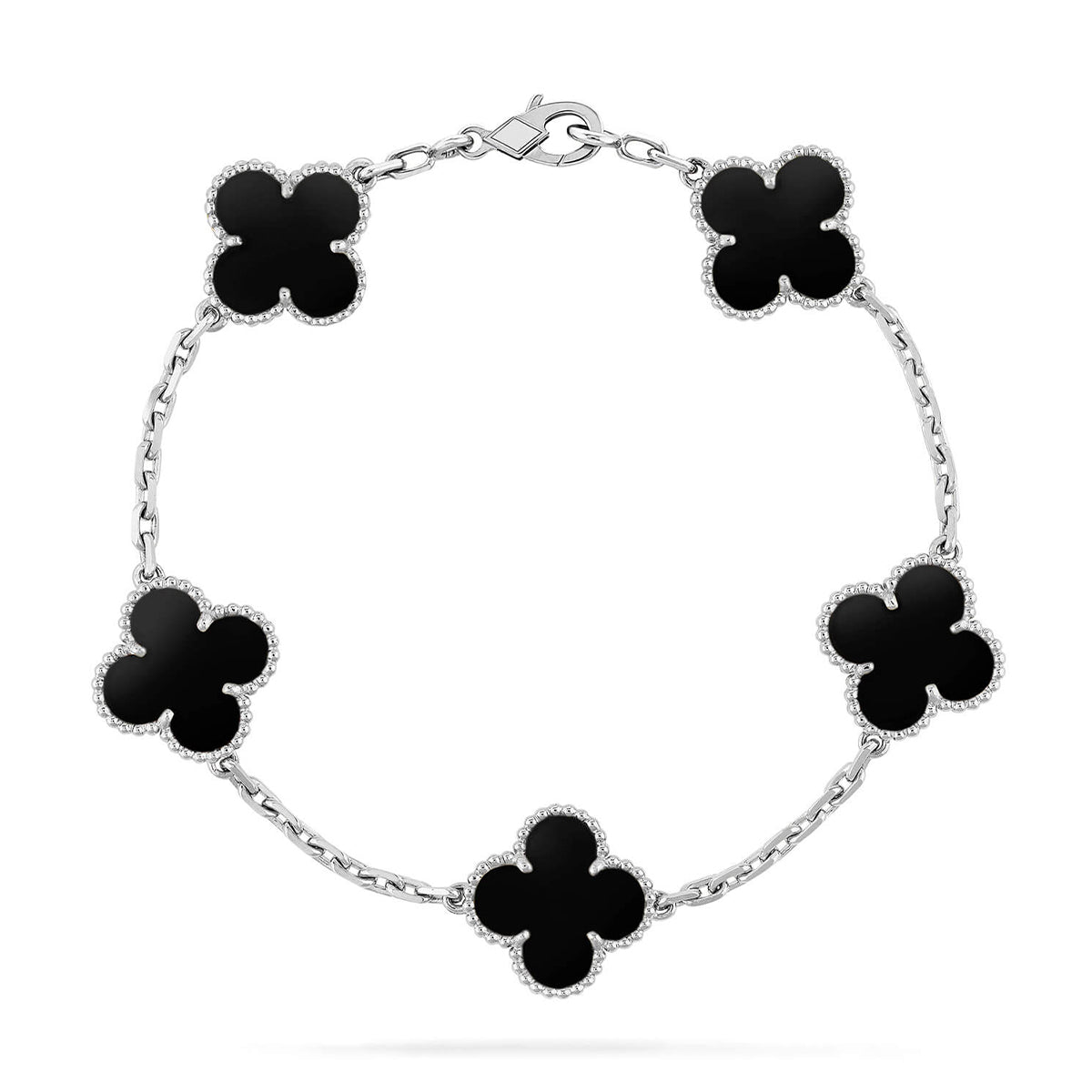 [Elara]GLÜCKSKLEE 5-MOTIV-ARMBAND – KOLLEKTION SCHWARZER ONYX
