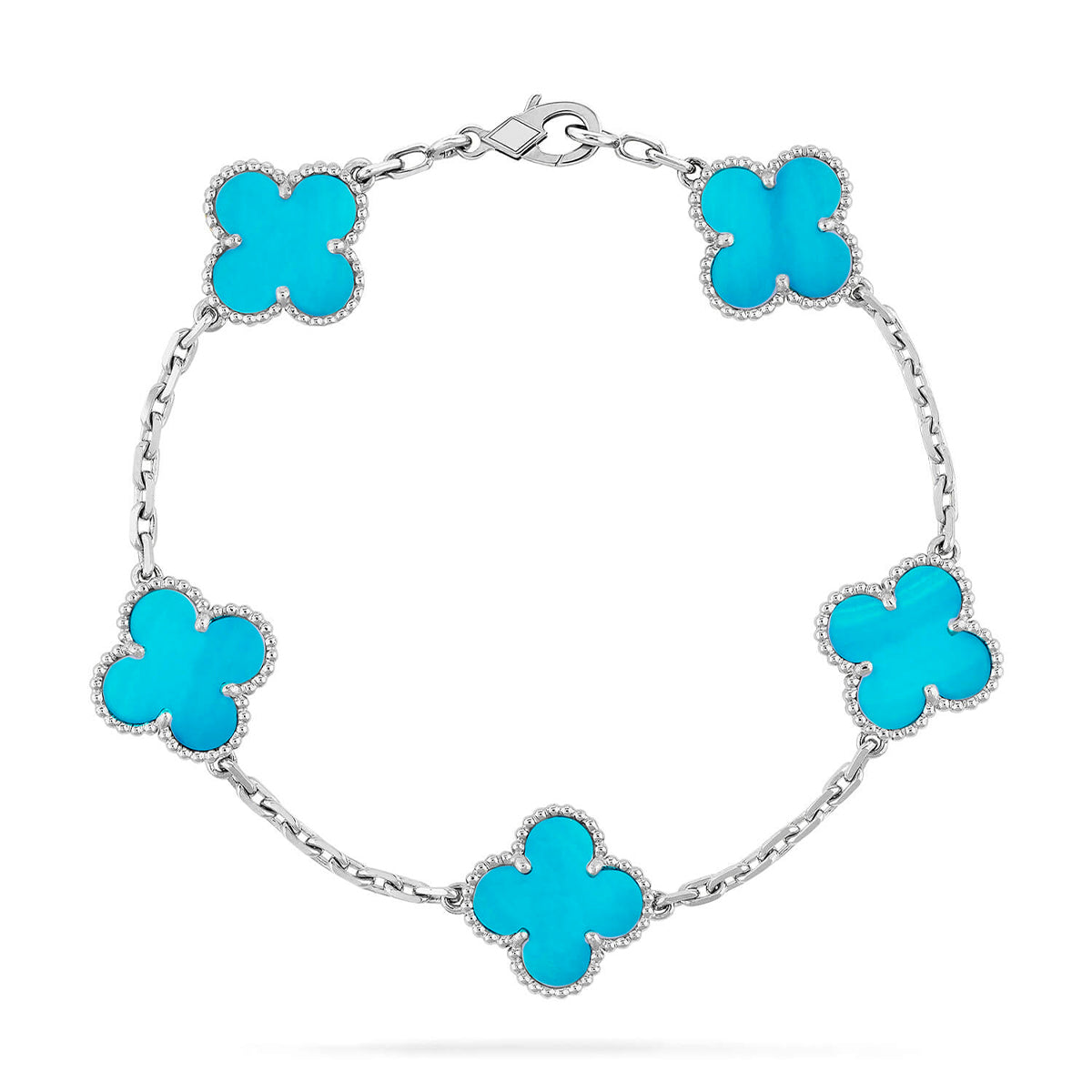 [Elara]LUCKY CLOVER 5-MOTIF BRACELET - TURQUOISE COLLECTION