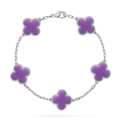 [Elara]LUCKY CLOVER 5-MOTIF BRACELET - LAVENDER COLLECTION