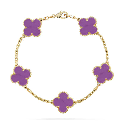 [Elara]GLÜCKSKLEE-ARMBAND MIT 5 MOTIVEN – VIOLETTE KOLLEKTION