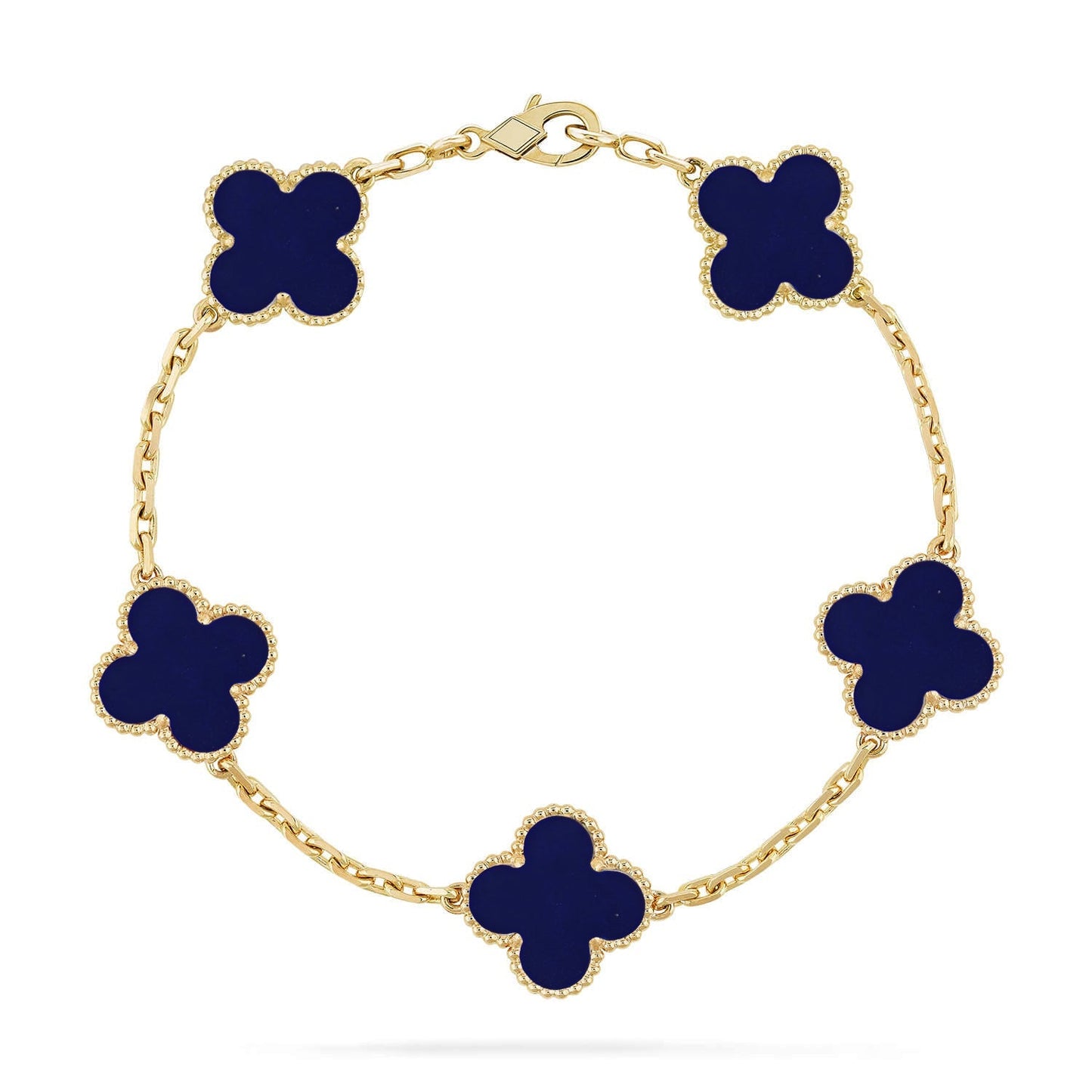 [Elara]LUCKY CLOVER 5-MOTIF BRACELET - LAPIS LAZULI COLLECTION