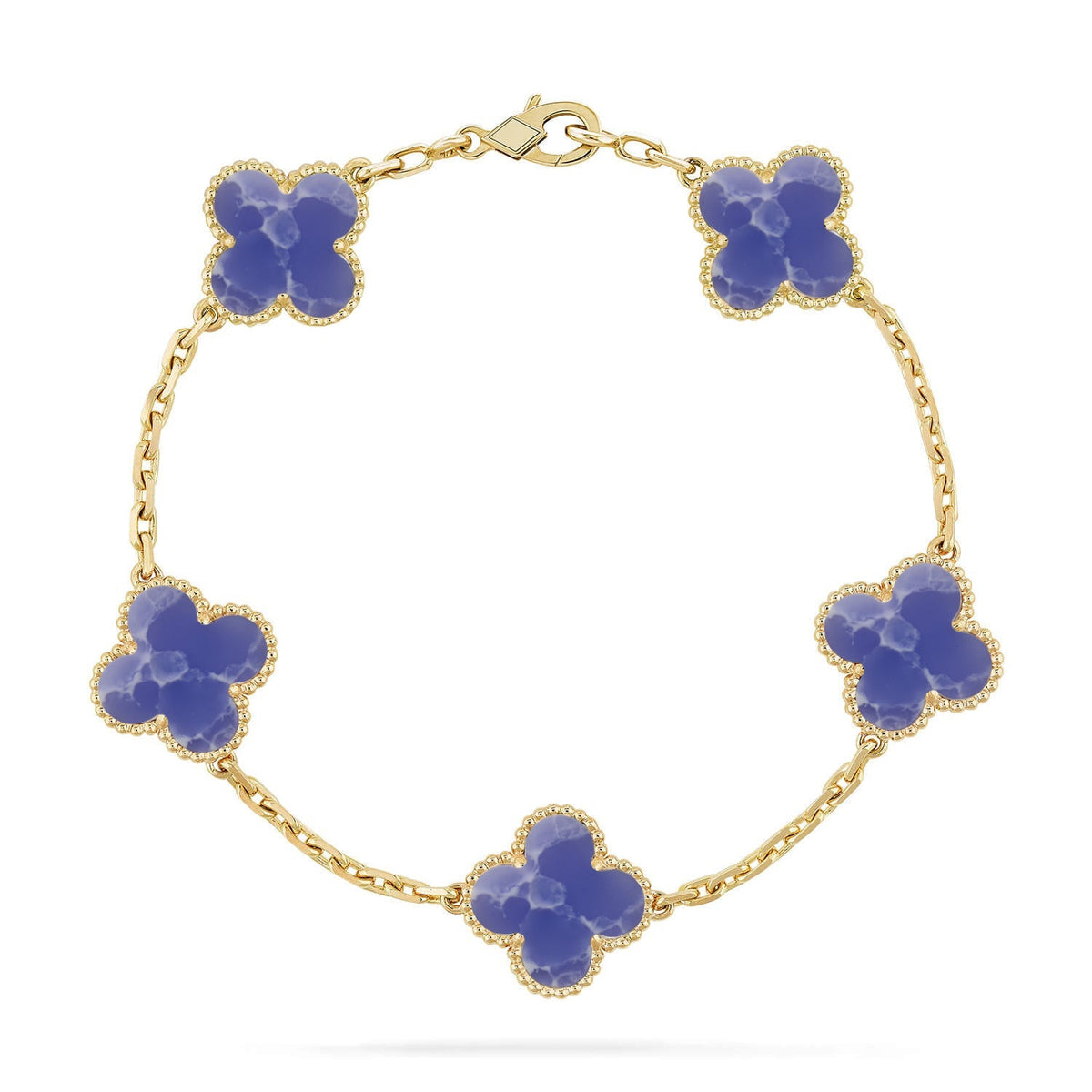 [Elara]LUCKY CLOVER 5-MOTIF BRACELET - BLUE LARIMAR COLLECTION