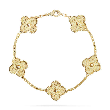 [Elara]LUCKY CLOVER 5-MOTIF BRACELET - BRONZING