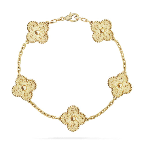 [Elara]LUCKY CLOVER 5-MOTIF BRACELET - BRONZING