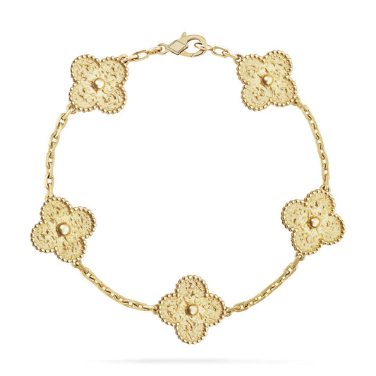 [Elara]GLÜCKSKLEE-ARMBAND MIT 5 MOTIVEN – BRONZIERUNG