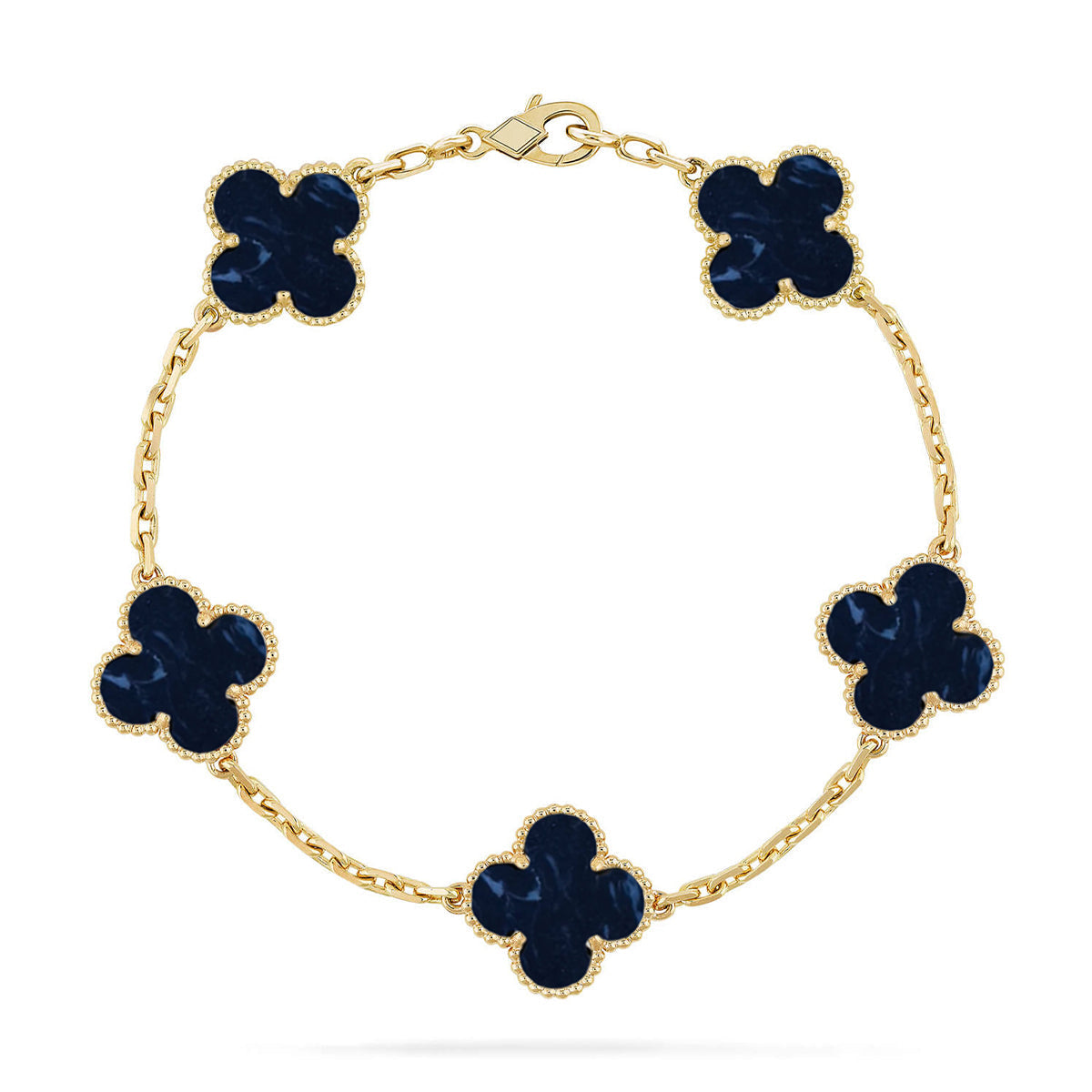 [Elara]LUCKY CLOVER 5-MOTIF BRACELET - PIETERSITE COLLECTION