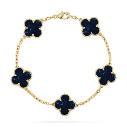 [Elara]LUCKY CLOVER 5-MOTIF BRACELET - PIETERSITE COLLECTION