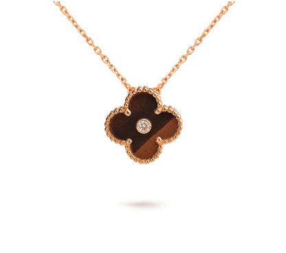 [Elara]15MM CLOVER FLOWER DIAMOND PENDANT NECKLACE COLLECTION
