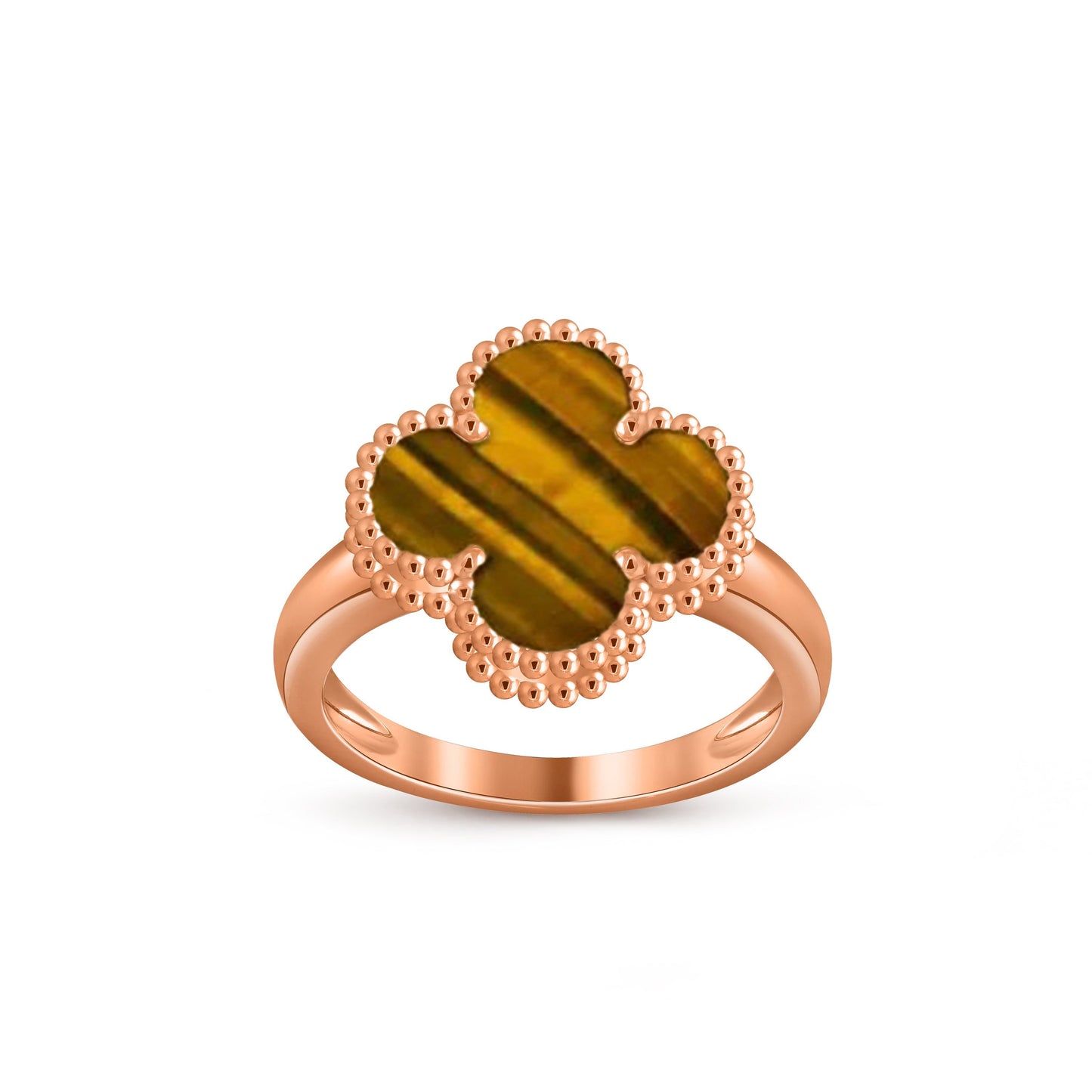 [Elara]LUCKY CLOVER VINTAGE ROSE GOLD RING COLLECTION